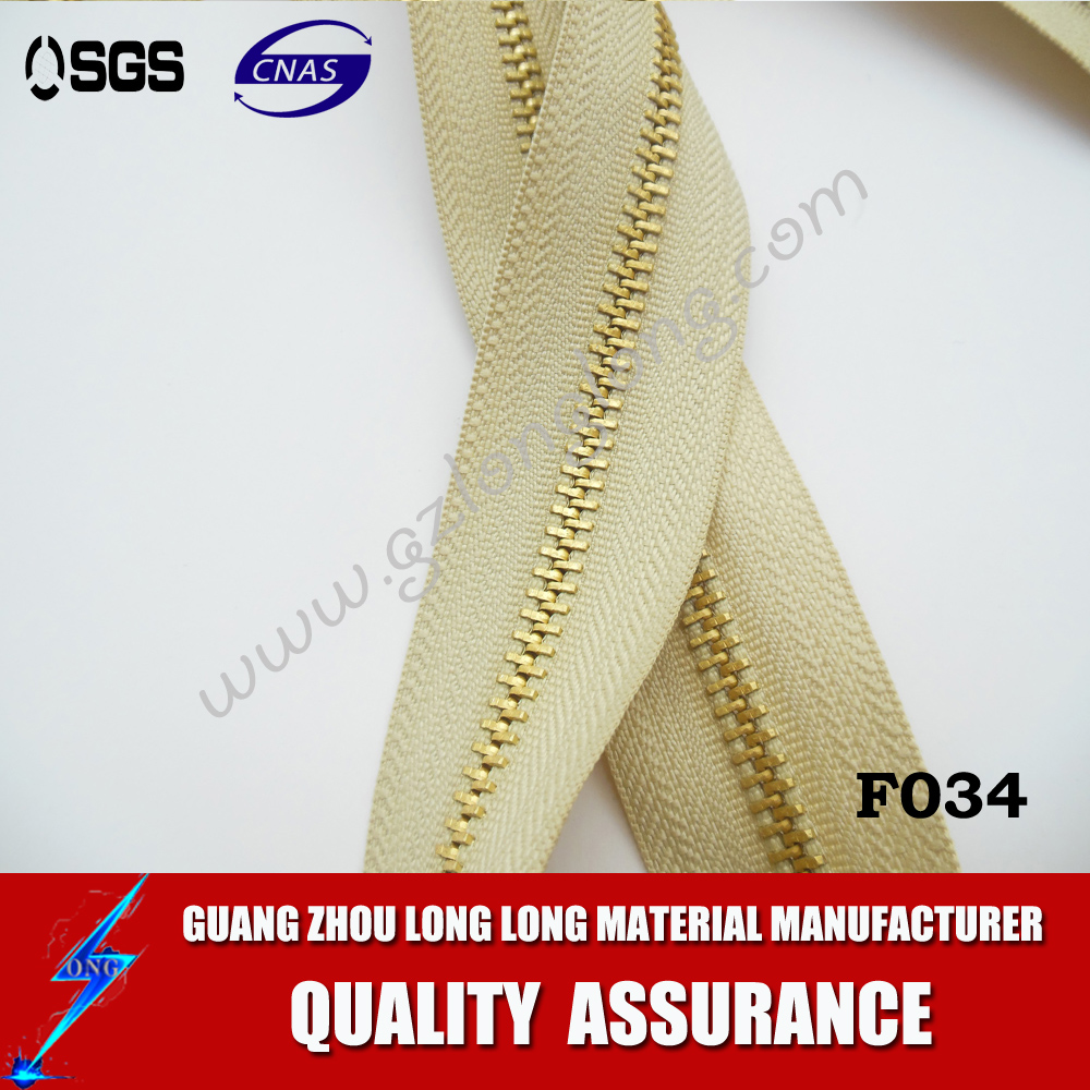 Wholesale Close End Brass Teeth Metal Zipper For Leather Jacket