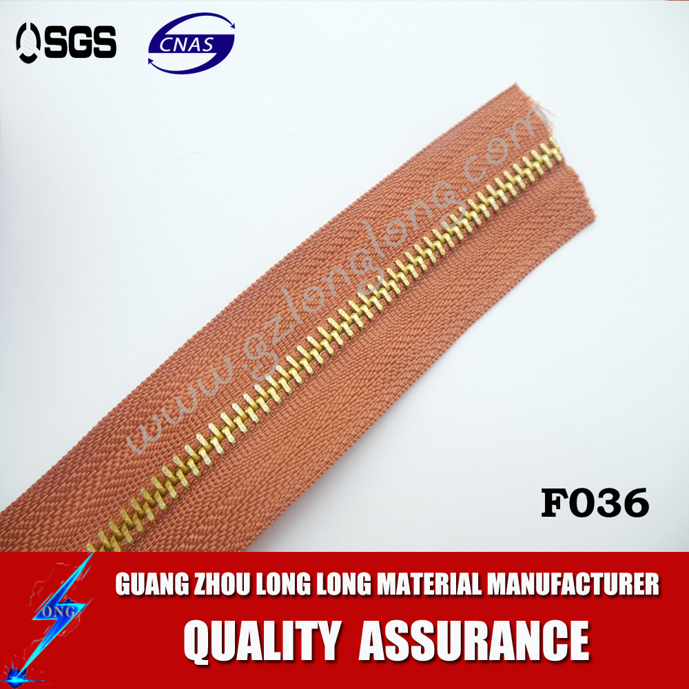 No.3 Auto Lock Closed End Zip Brass Metal Zipper