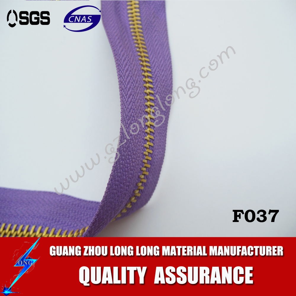  Open-end Yellow Tape Brass Teeth Nickel Metal Zipper