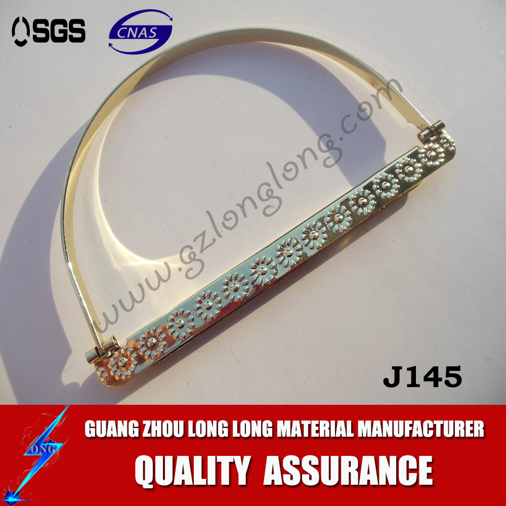 Top Handled Gold Metal Frame Handbag Purse