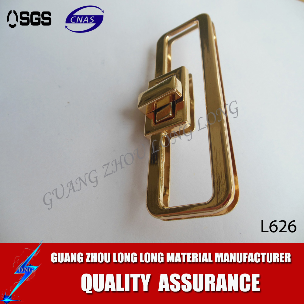 Fashion Light Gold Metal Push Bag Lock