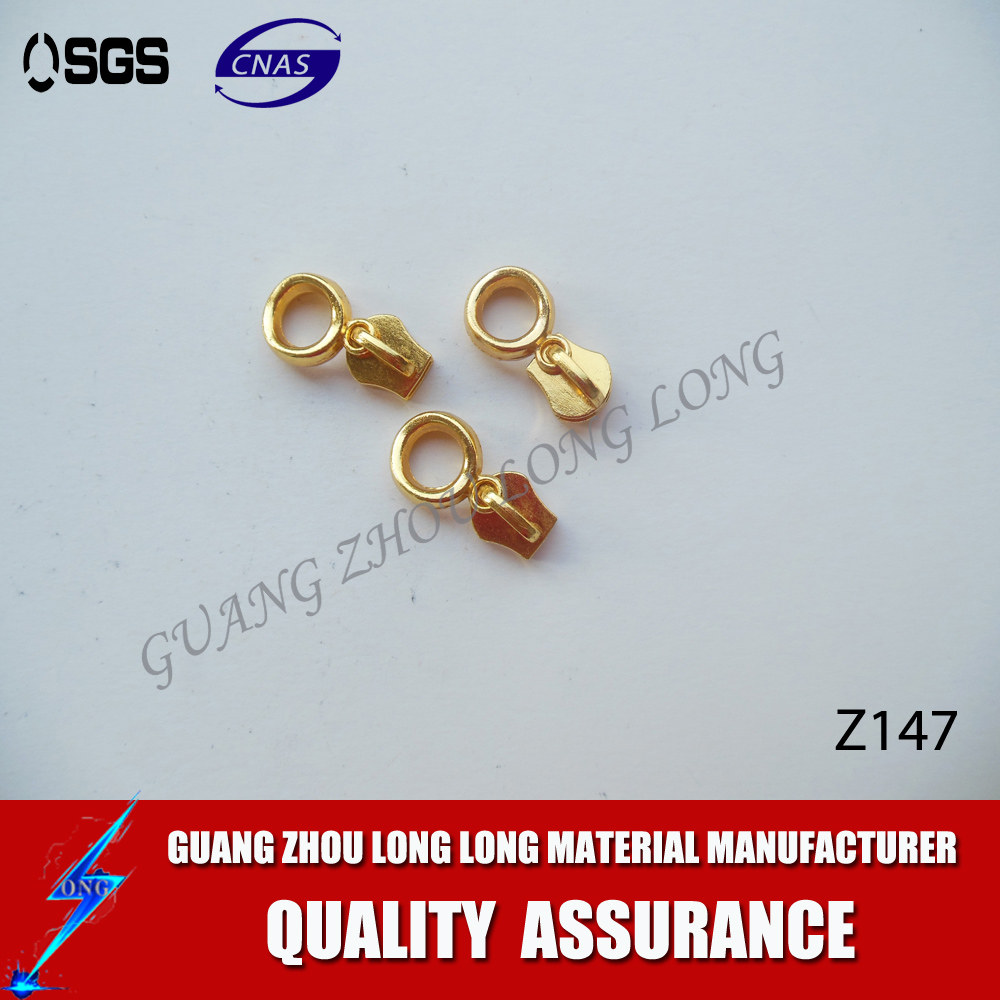 Semi-lock Key Locking Golden Brass Zipper Slider