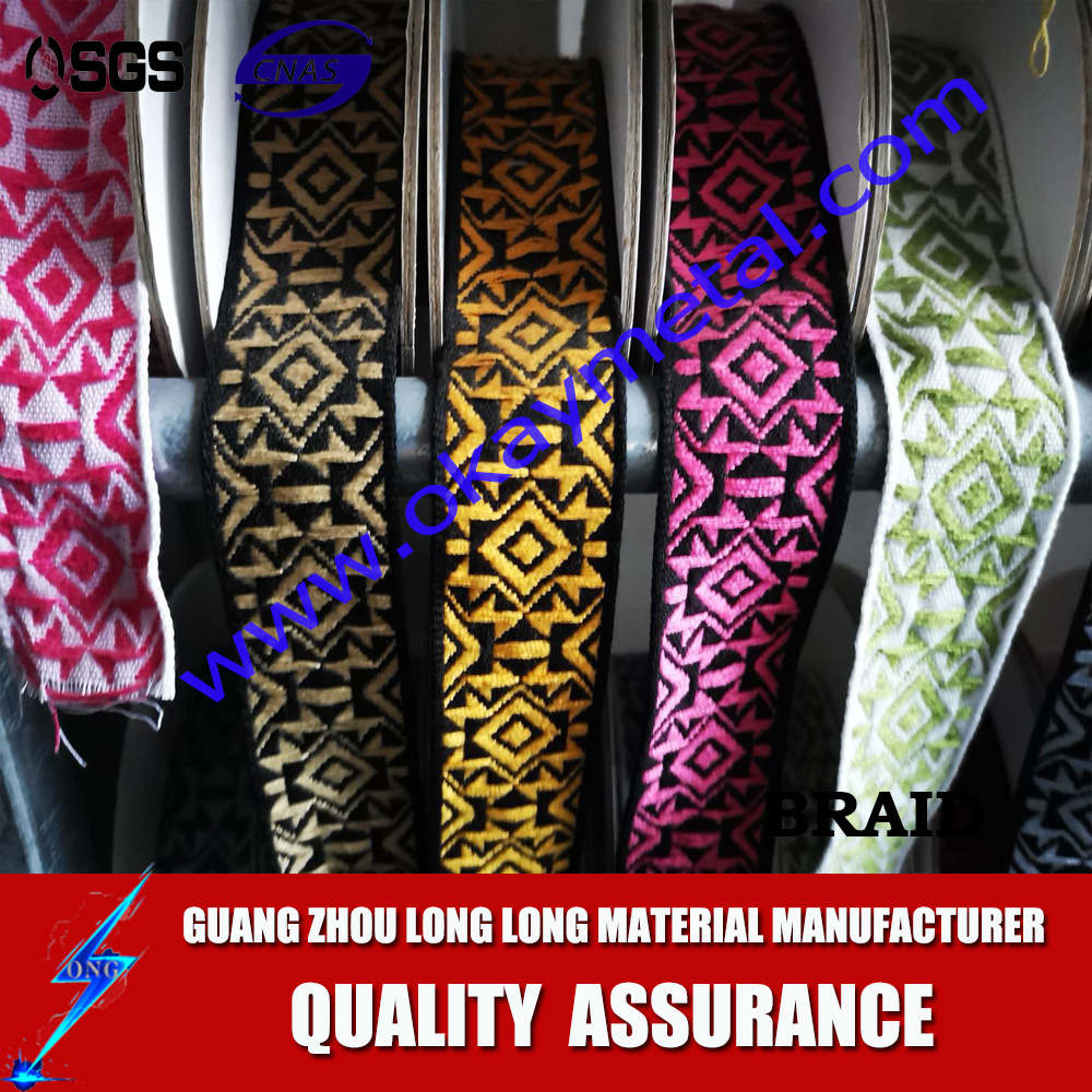 Soild Color Braided Plain weave Nylon Webbing Tape For Bag Strap Belt