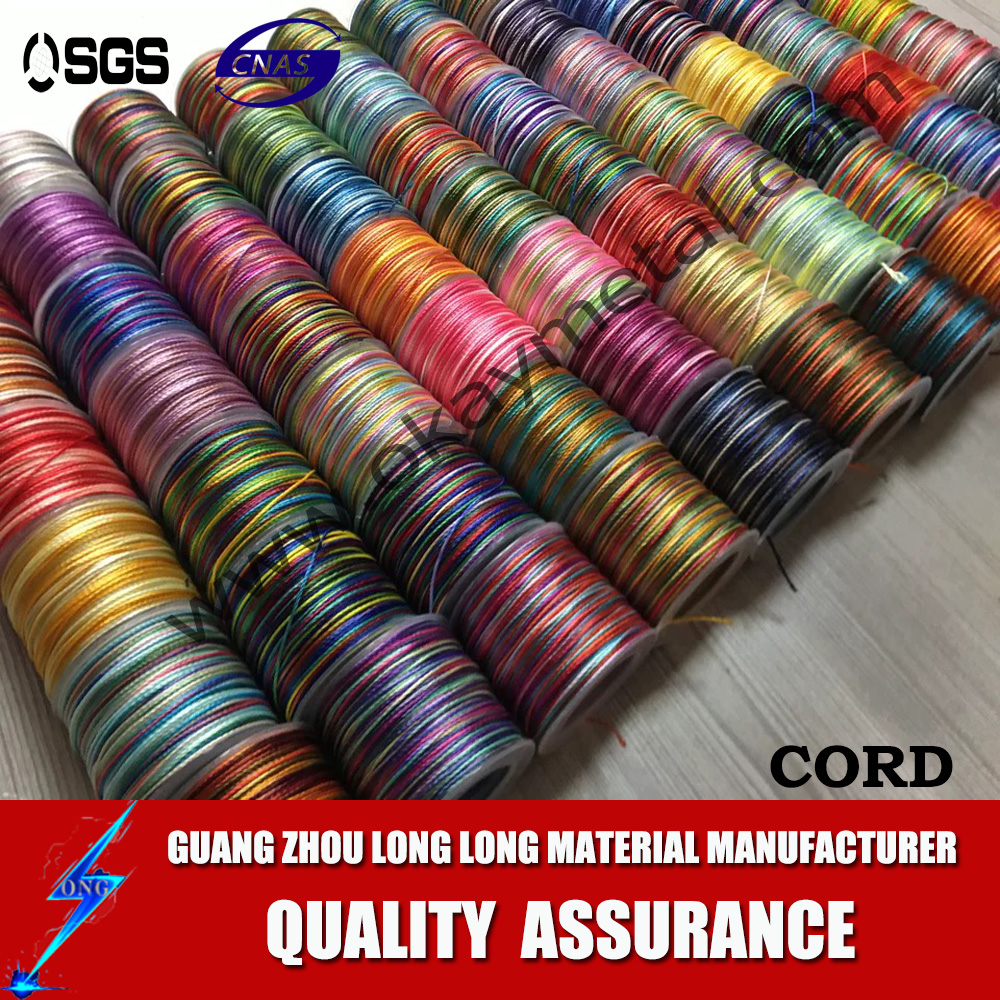 wholesale 1 mm multi color rainbow color cord  twist rope braid cord  