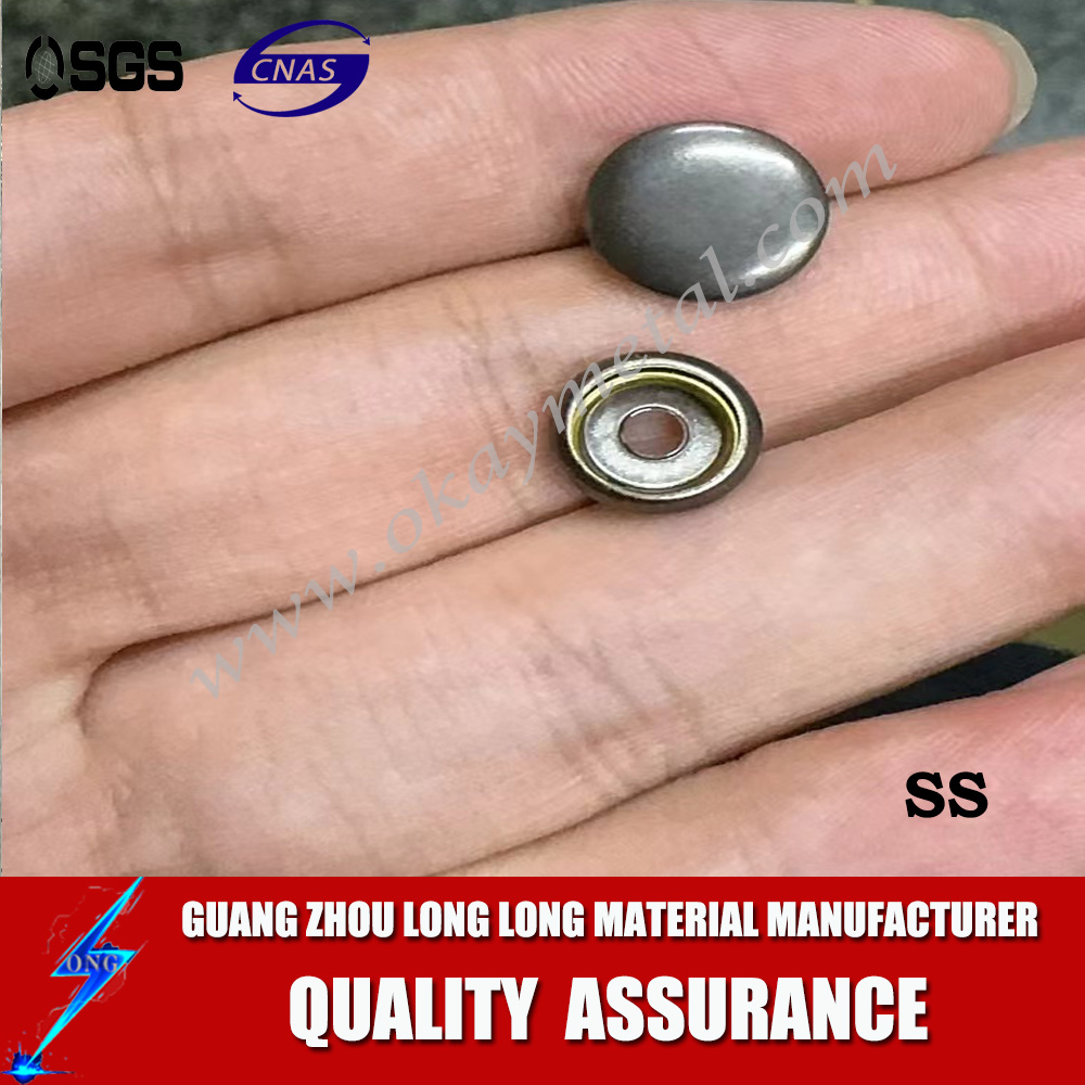 All styles of rounded copper snap buttons